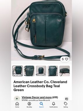 American Leather Co. Teal Leather Crossbody Bag
